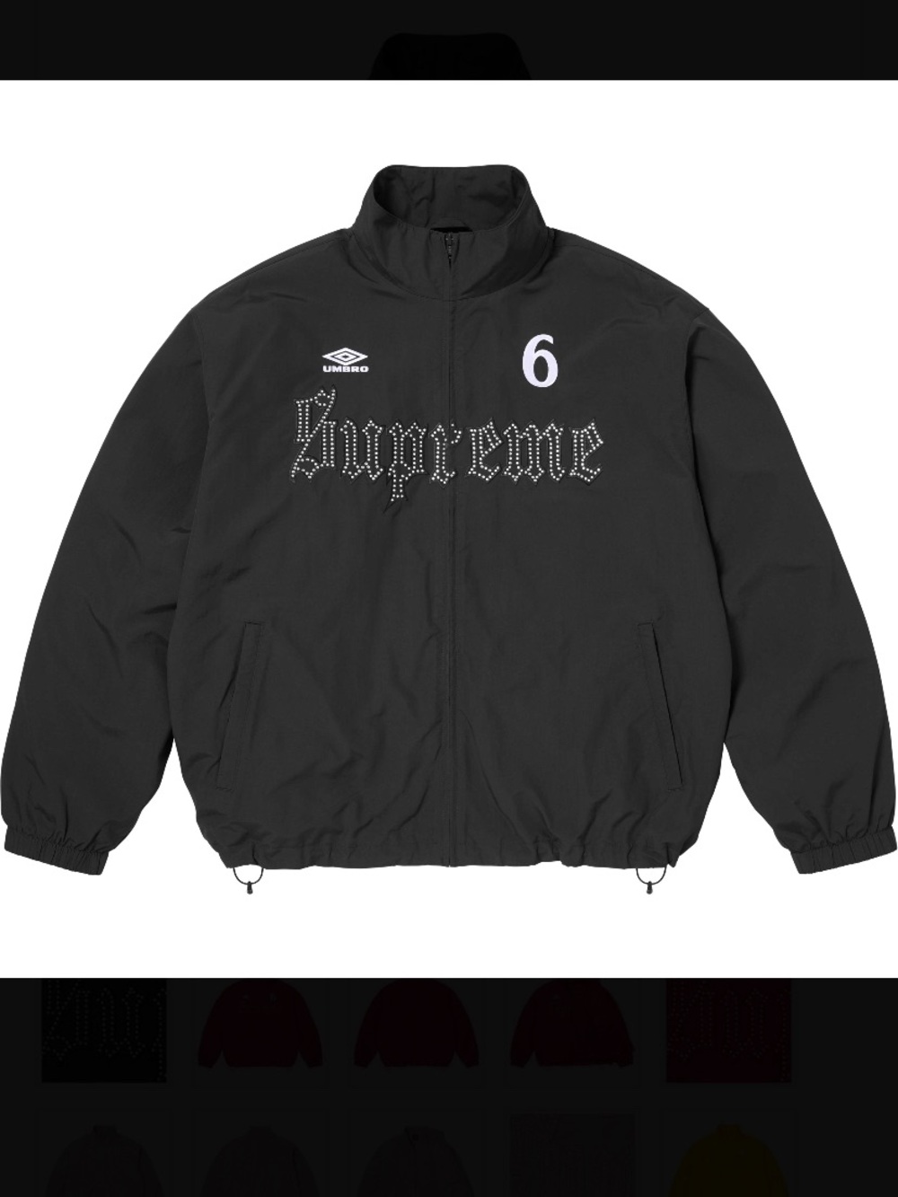 SUPREME x UMBRO RHINESTONE TRACK JACKET - SS26- BLACK - XL BRAND NEW !!
